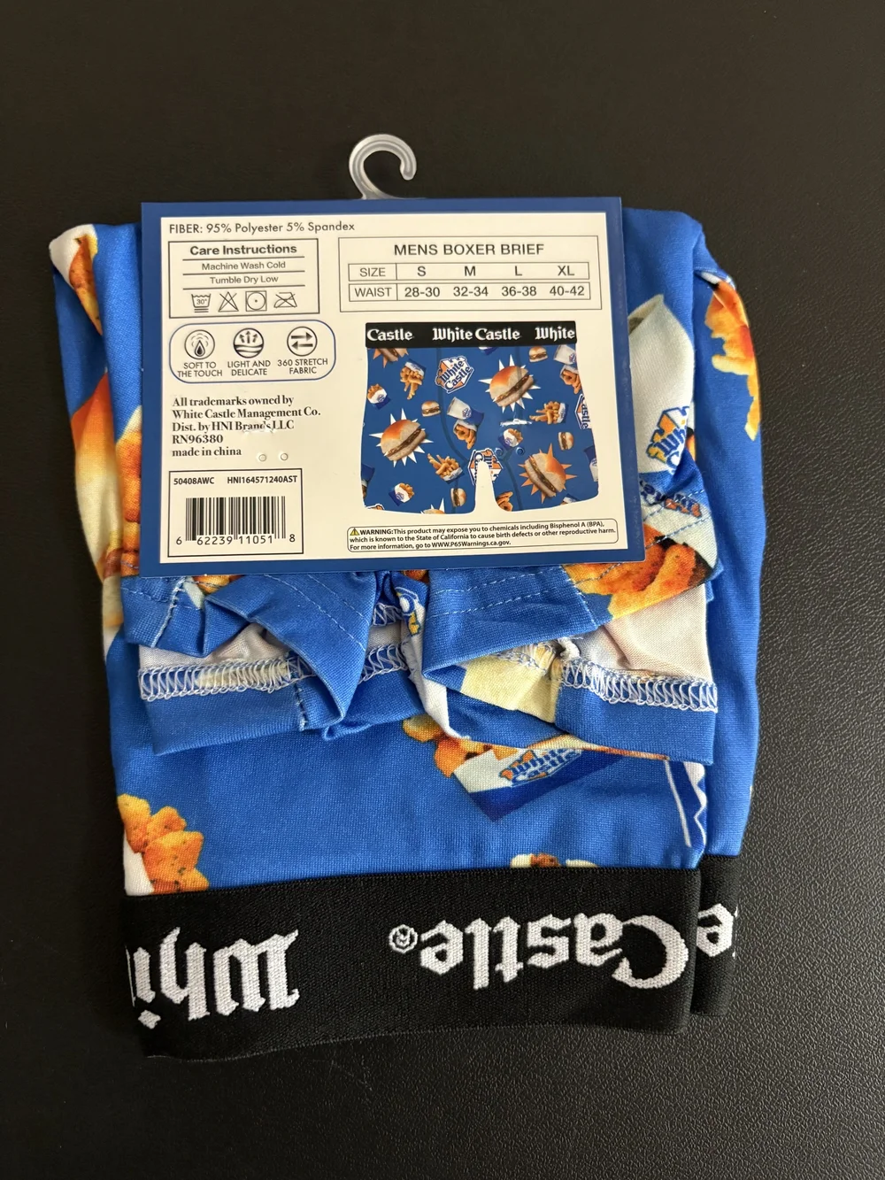 Target White Castle Men’s Boxer Briefs - Blue with Fast Food Print